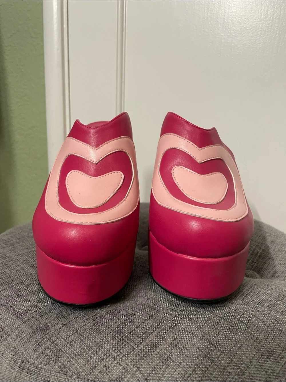 MCLC Hot Pink Heart Platform Mules - Limited Edition